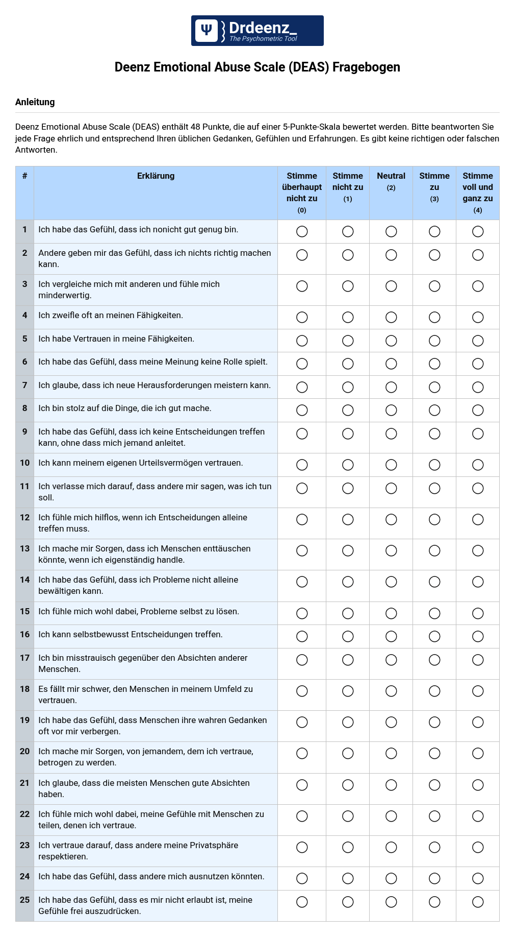 Deenz Emotional Abuse Scale (DEAS) Fragebogen (PDF)